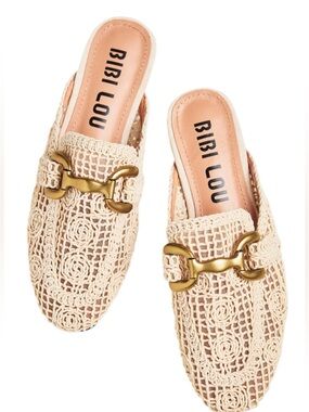New BibiLou ANTHROPOLOGIE Zagreb Crochet Slip-On VIral Loafer Mules Size 41